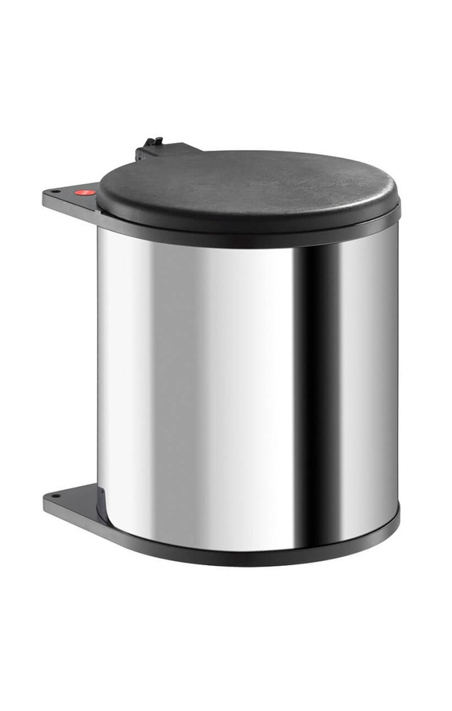 BOTE BASURERO BIG BOX DE 15 L, REDONDO Ø 284 MM, ACERO CROMADO, TAPA CAFÉ