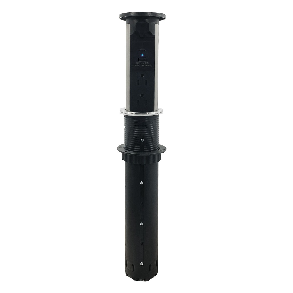 MULTICONTACTO DE TORRE MOTORIZADO TA 60, 2 SOCKETS, 1 PUERTOS USB A, 1 PUERTO USB C, COLOR NEGRO