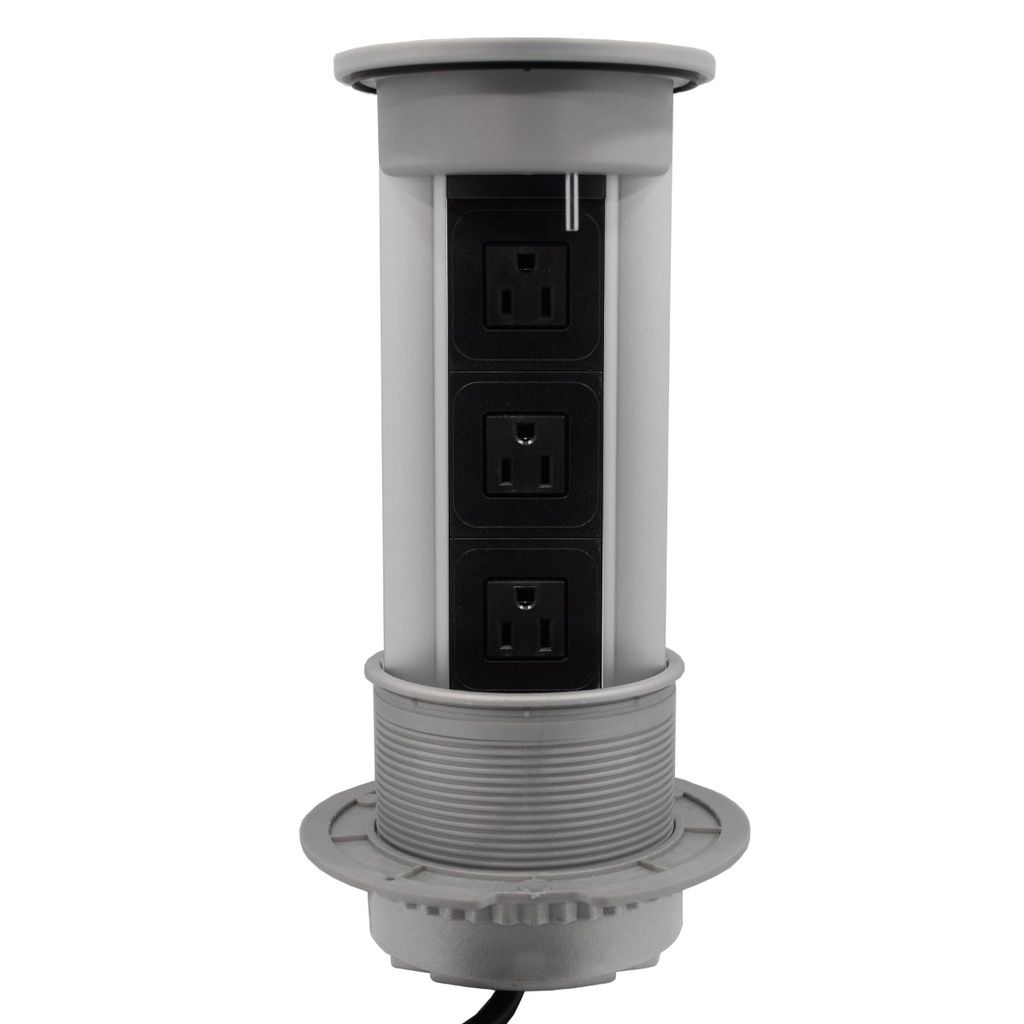 MULTICONTACTO DE TORRE PUSH ELITE, 3 SOCKETS, ACABADO INOX