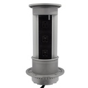 MULTICONTACTO DE TORRE PUSH ELITE, 3 SOCKETS, ACABADO INOX