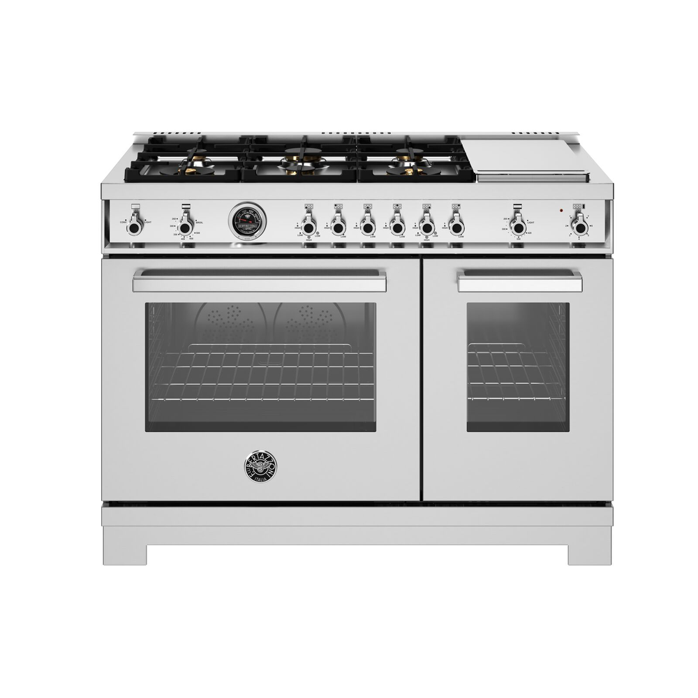 ESTUFA PROFESIONAL BERTAZZONI 48 PULGADAS CON HORNO A GAS Y 6 QUEMADORES DE LATÓN MÁS PLANCHA