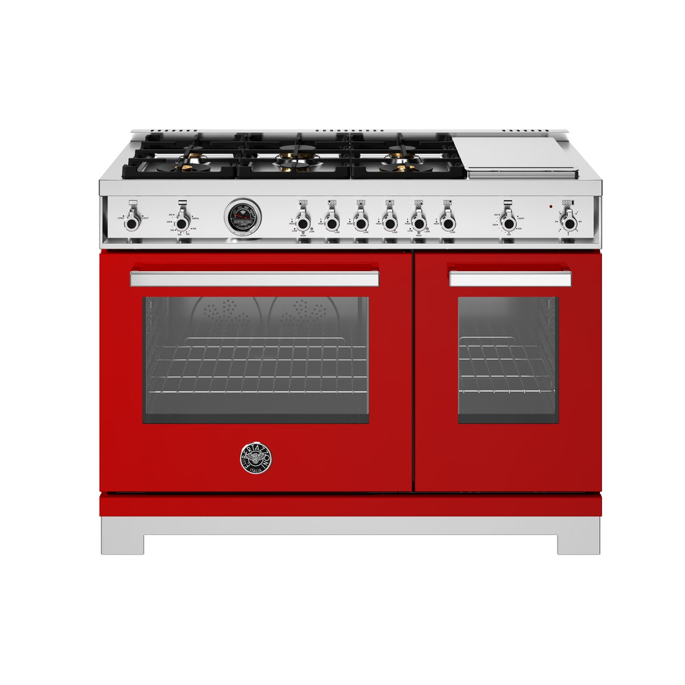 ESTUFA GAMA PROFESIONAL BERTAZZONI 48" GAS HORNO ROJA 6 QUEMADORES
