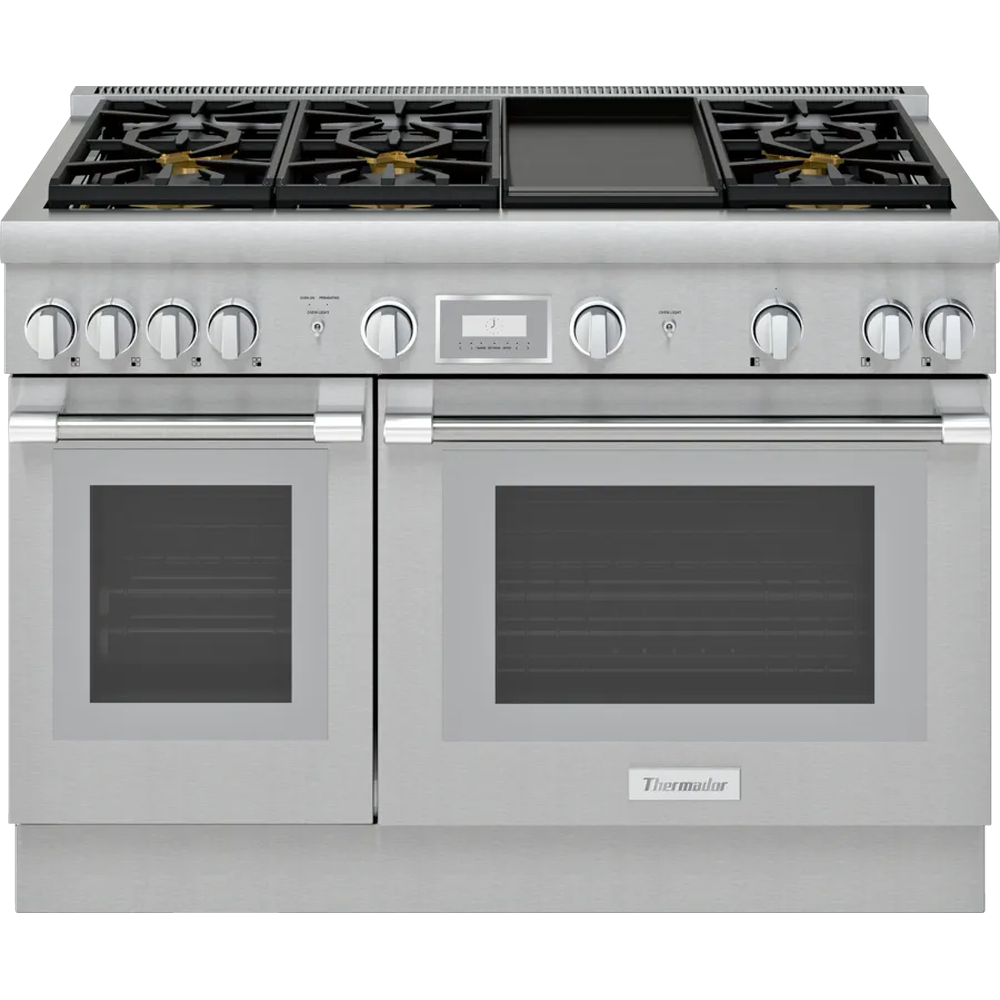 ESTUFA TERMADOR SERIE PRO HARMONY 48 PULGADAS ACERO INOXIDABLE 6 QUEMADORES Y PLANCHA