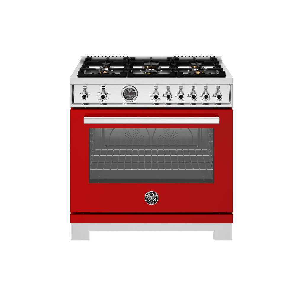 COCINA A GAS BERTAZZONI PROFESSIONAL 36 PULGADAS 6 QUEMADORES LATÓN ROJO