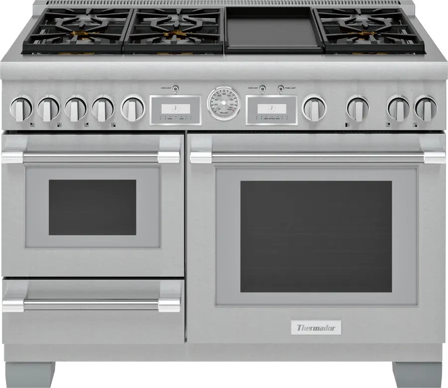 ESTUFA PRO GRAND STEAM 48 PULGADAS THERMADOR: 6 QUEMADORES Y PLANCHA