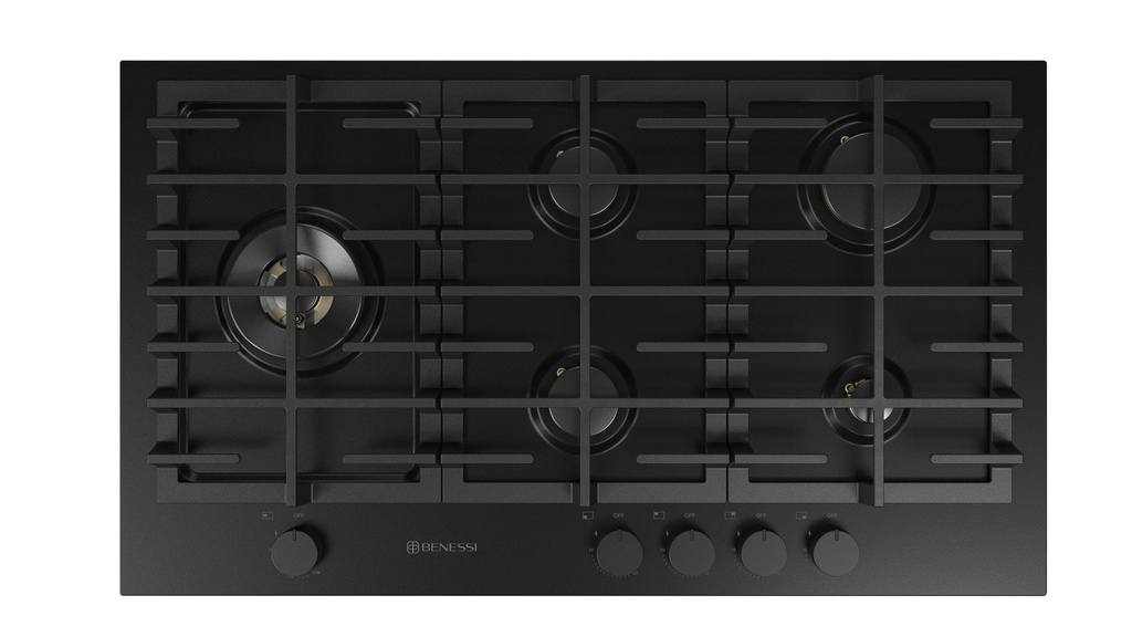 [BKCT36MAST] PARRILLA DE GAS NEGRA DE 36" CON 5 QUEMADORES SUPERIORES BENESSI