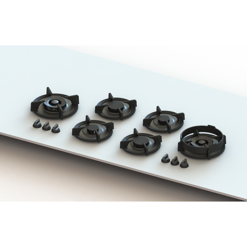 [52.05.05.124] FFOESSA COCINA A GAS LP 6 QUEMADORES NEGRA ENCIMERA 220V