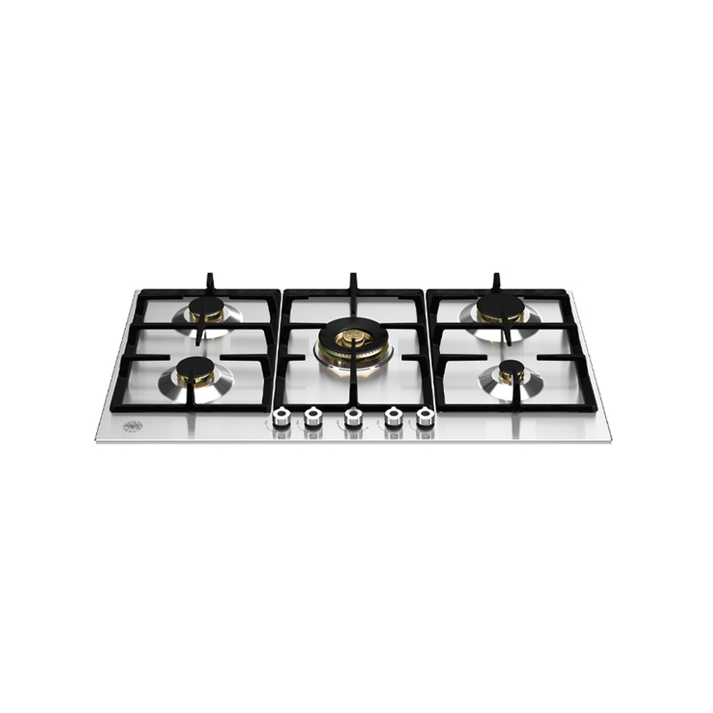 [P905CPROX] CUBIERTA DE COCINA 90CM A GAS ACERO 5 QUEMADORES LATÓN WOK CENTRAL 5KW