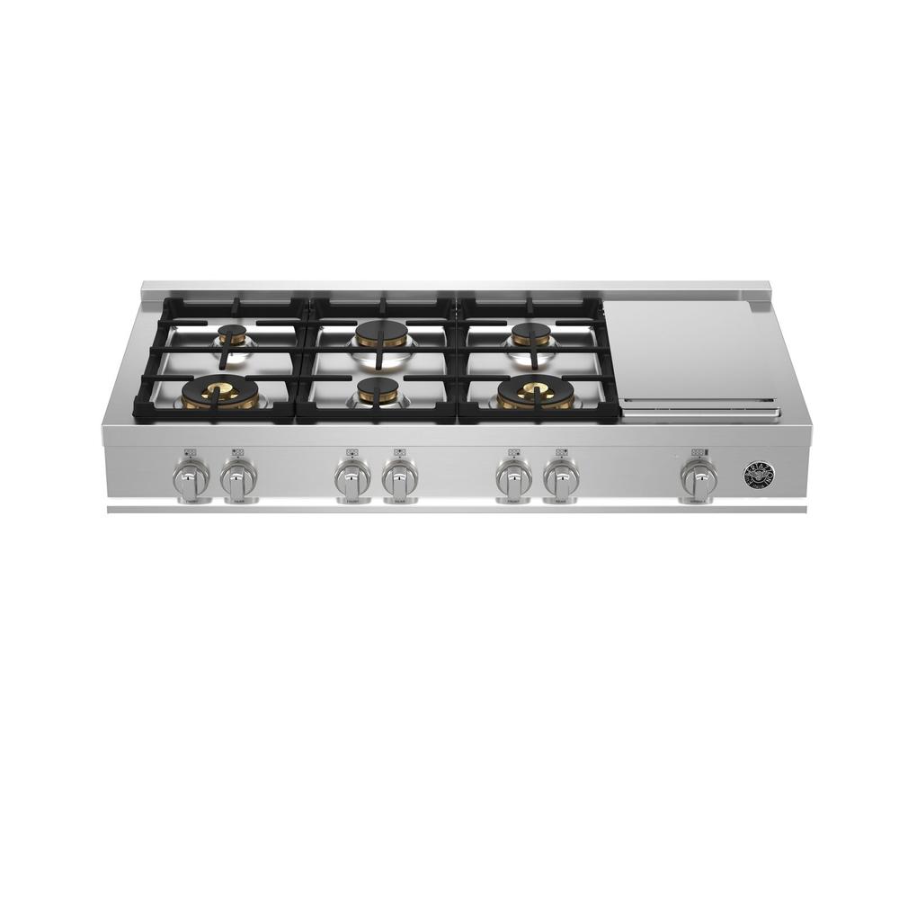 PARRILLA A GAS BERTAZZONI MASTER 48'' 6 QUEMADORES LATÓN PLANCHA