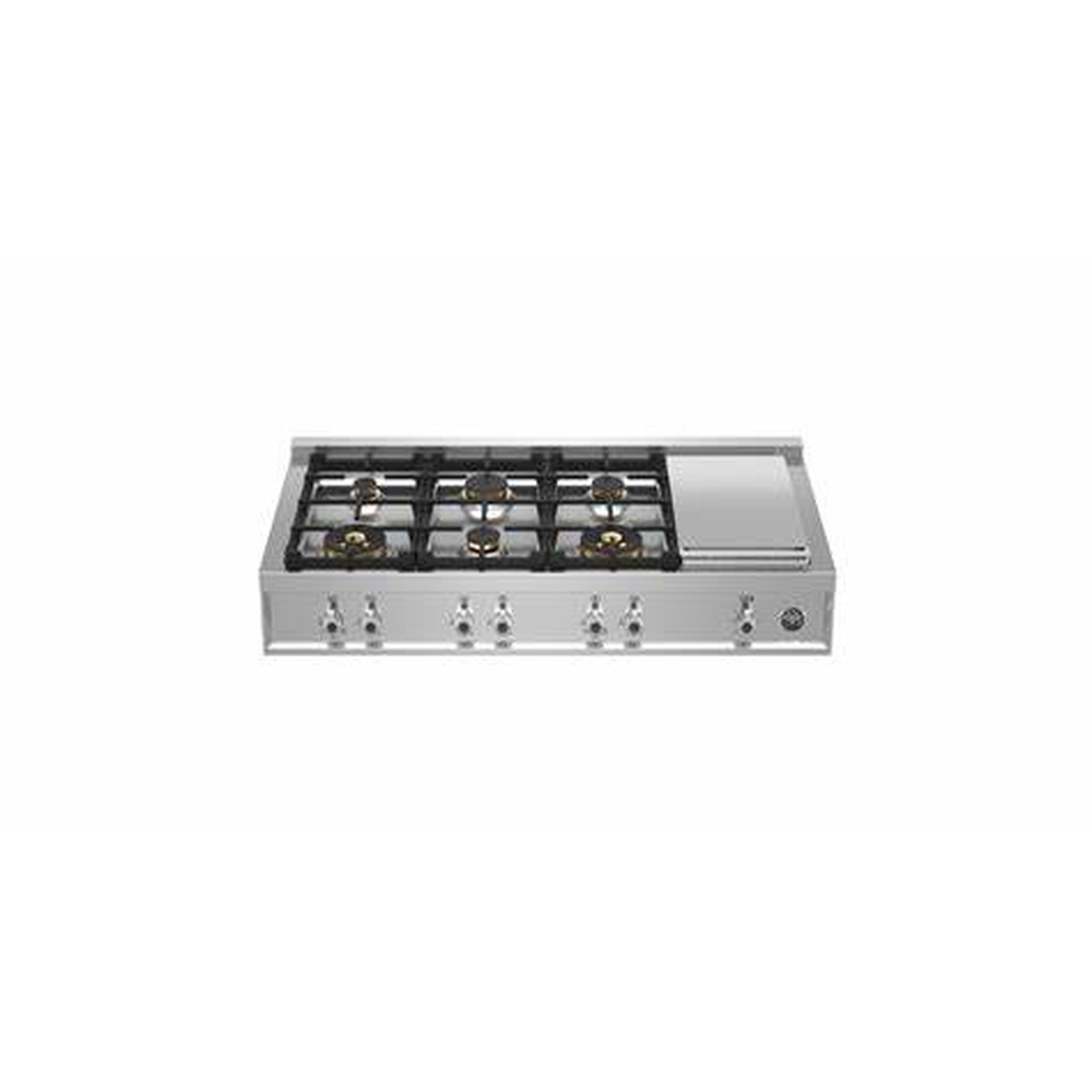 PARRILLA DE GAS PROFESIONAL BERTAZZONI 48 PULGADAS, 6 QUEMADORES DE LATÓN Y PLANCHA ELÉCTRICA