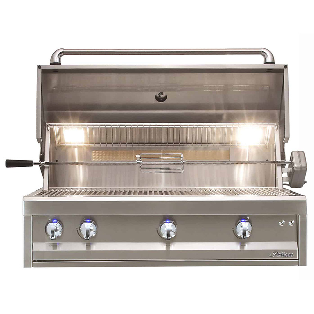 [ARTP42] ASADOR EMPOTRABLE A GAS NATURAL DE 3 ZONAS CON ROTISSERIE Y LUZ