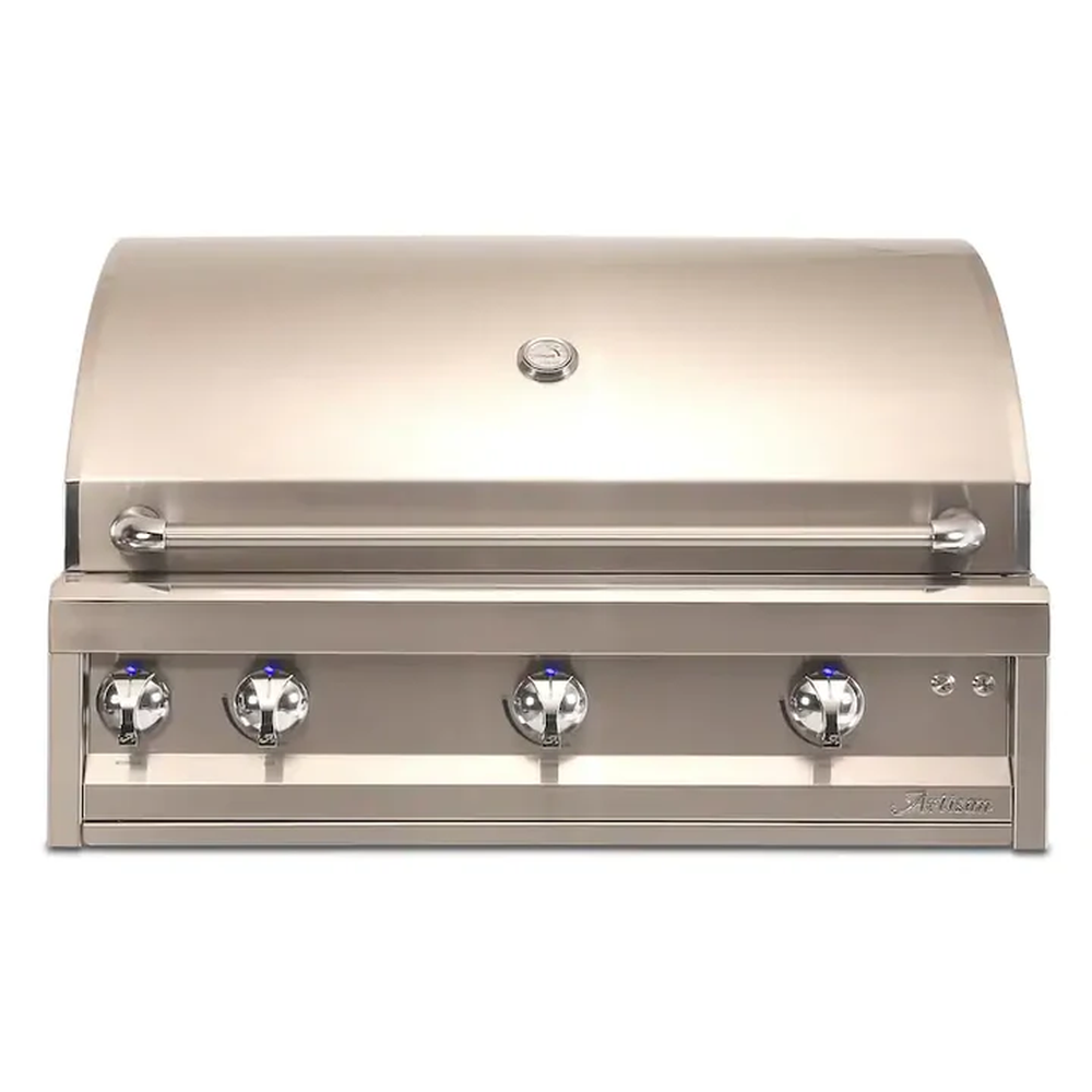 ASADOR EMPOTRABLE A GAS NATURAL DE 3 QUEMADORES CON ROTISSERIE Y LUZ
