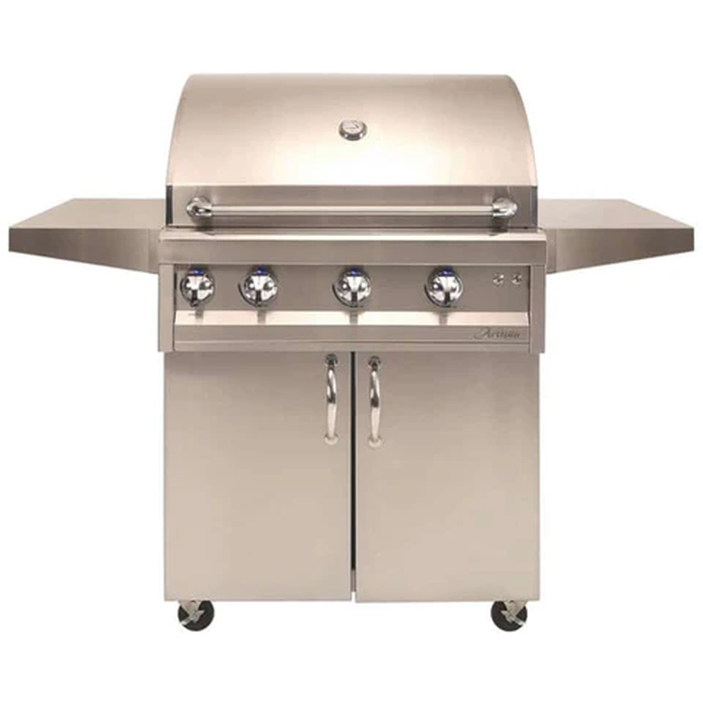 [ARTP32C] ASADOR A GAS NATURAL DE 3 QUEMADORES CON ROTISERÍA Y LUZ + CARRITO