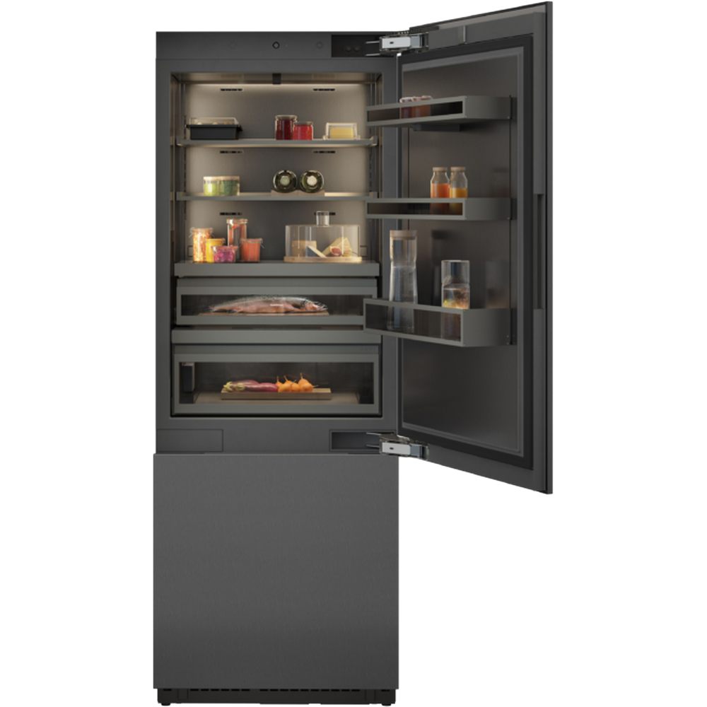 REFRIGERADOR CONGELADOR PUERTAS 30 PULGADAS ACERO CEPILLADO NEGRO GAGGENAU RVB477790