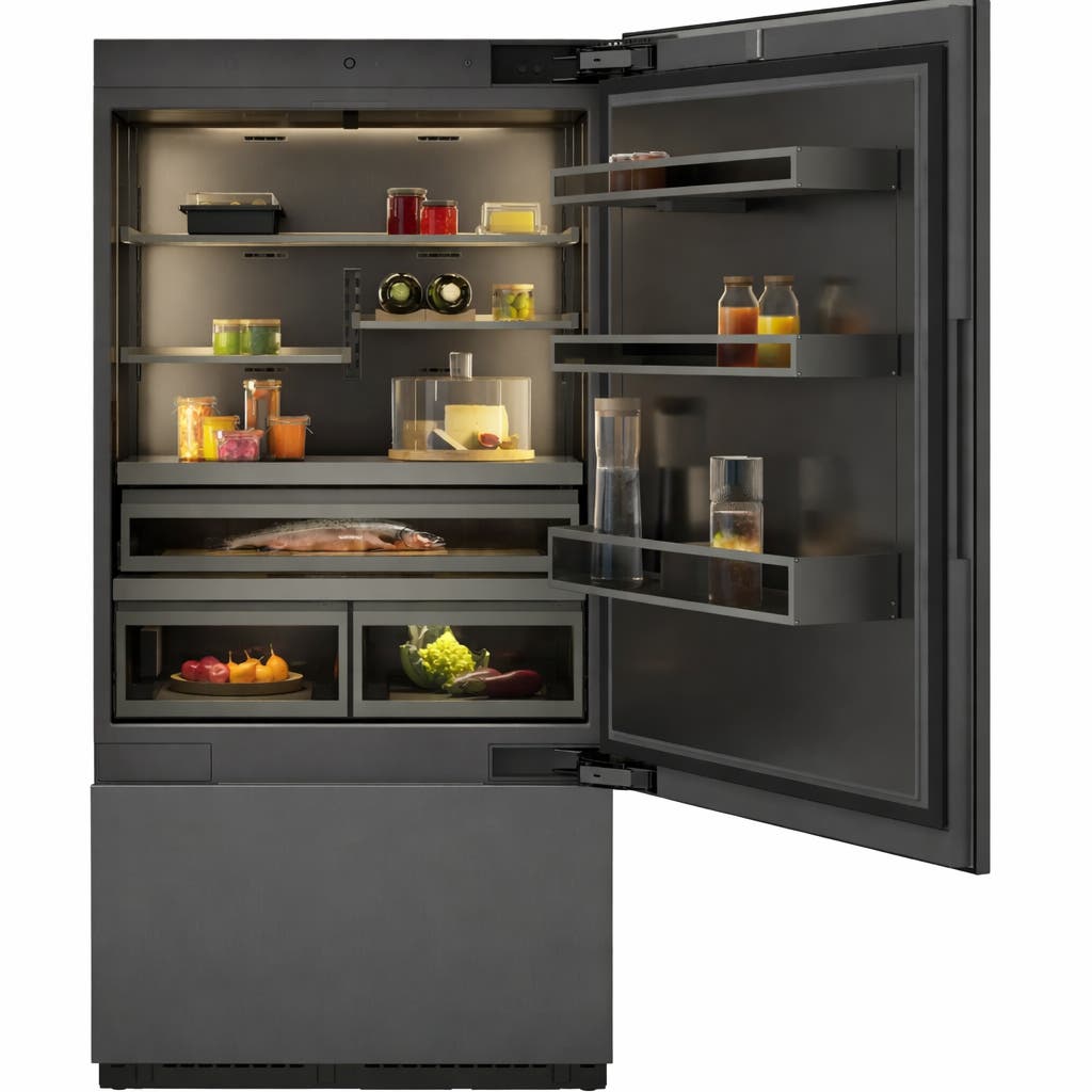 [RVB497790] REFRIGERADOR CONGELADOR GAGGENAU INTEGRABLE 36 PULGADAS ACERO CEPILLADO NEGRO