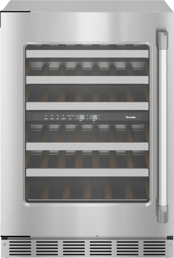 [P-T24UW925LS] CAVA DE VINOS TERMADOR CON PUERTA DE CRISTAL 24 PULGADAS Y APERTURA IZQUIERDA