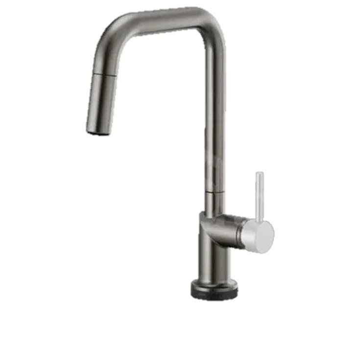 GRIFO DE COCINA MONOMANDO BRIZO ODIN DE ACERO CEPILLADO CON BOQUILLA CUADRADA Y ROCIADOR EXTRAÍBLE