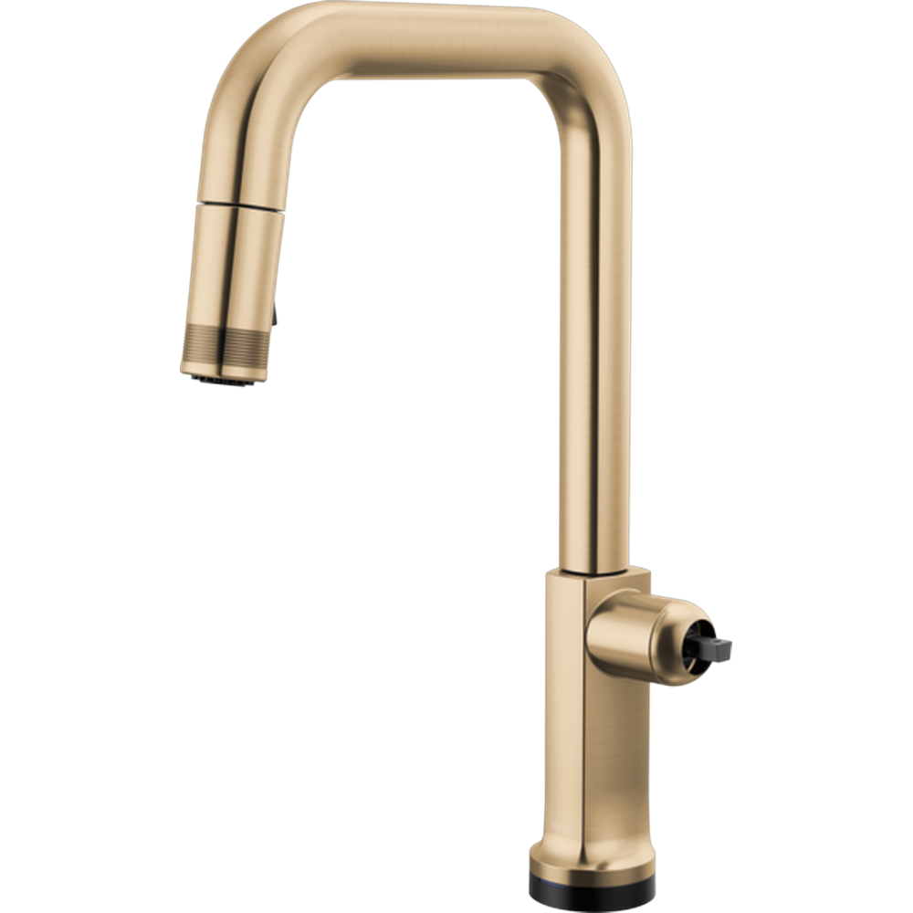 GRIFO MONOMANDO BRIZO KINTSU® SMARTTOUCH® CON ROCIADOR EXTRAÍBLE Y CAÑO CUADRADO – DORADO LUXE