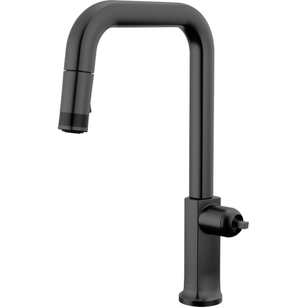 GRIFO DE COCINA BRIZO KINTSU® CON ROCIADOR EXTRAÍBLE Y BOQUILLA CUADRADA EN NEGRO MATE