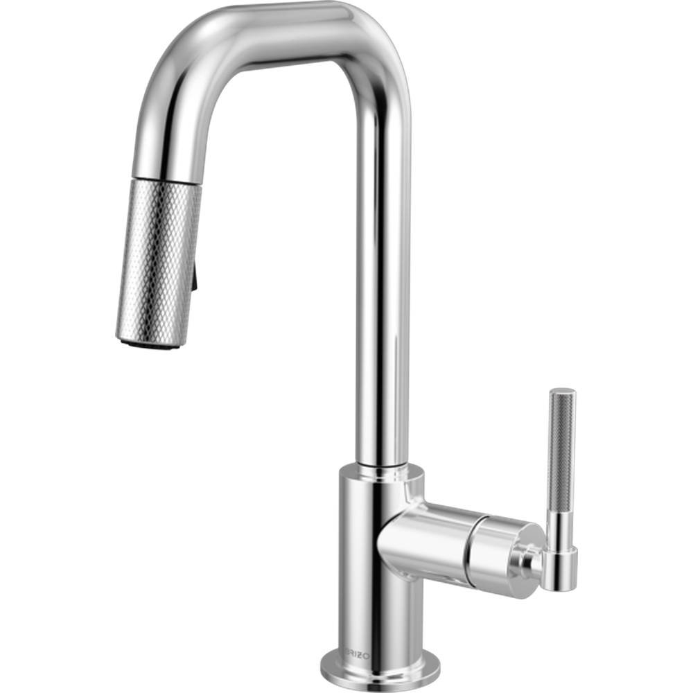 GRIFO DE COCINA EXTRAÍBLE CON CAÑO CUADRADO Y MANETA MOLETEADA CROMO BRIZO
