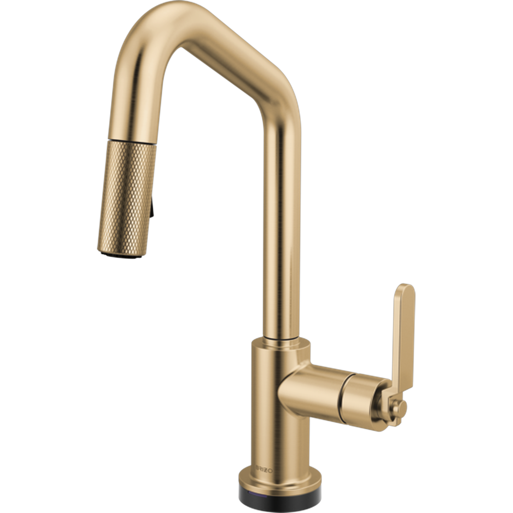 GRIFO DE COCINA LITZE BRIZO SMARTTOUCH CON CAÑO ANGULAR Y MANIJA INDUSTRIAL LUXE GOLD