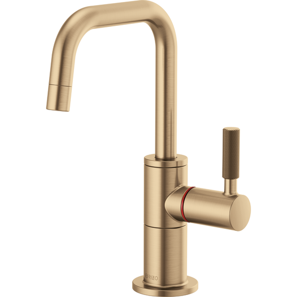 BRIZO LITZE GRIFO CALIENTE INSTANTÁNEO BOQUILLA CUADRADA MANGO ESTRIADO DORADO