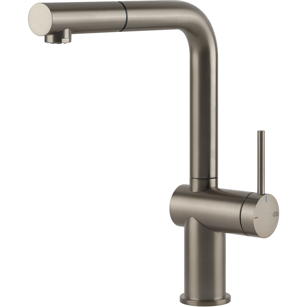 [60433#149] GRIFO DE COCINA GESSI INEDITO NÍQUEL CEPILLADO MONOMANDO CON SPRAY
