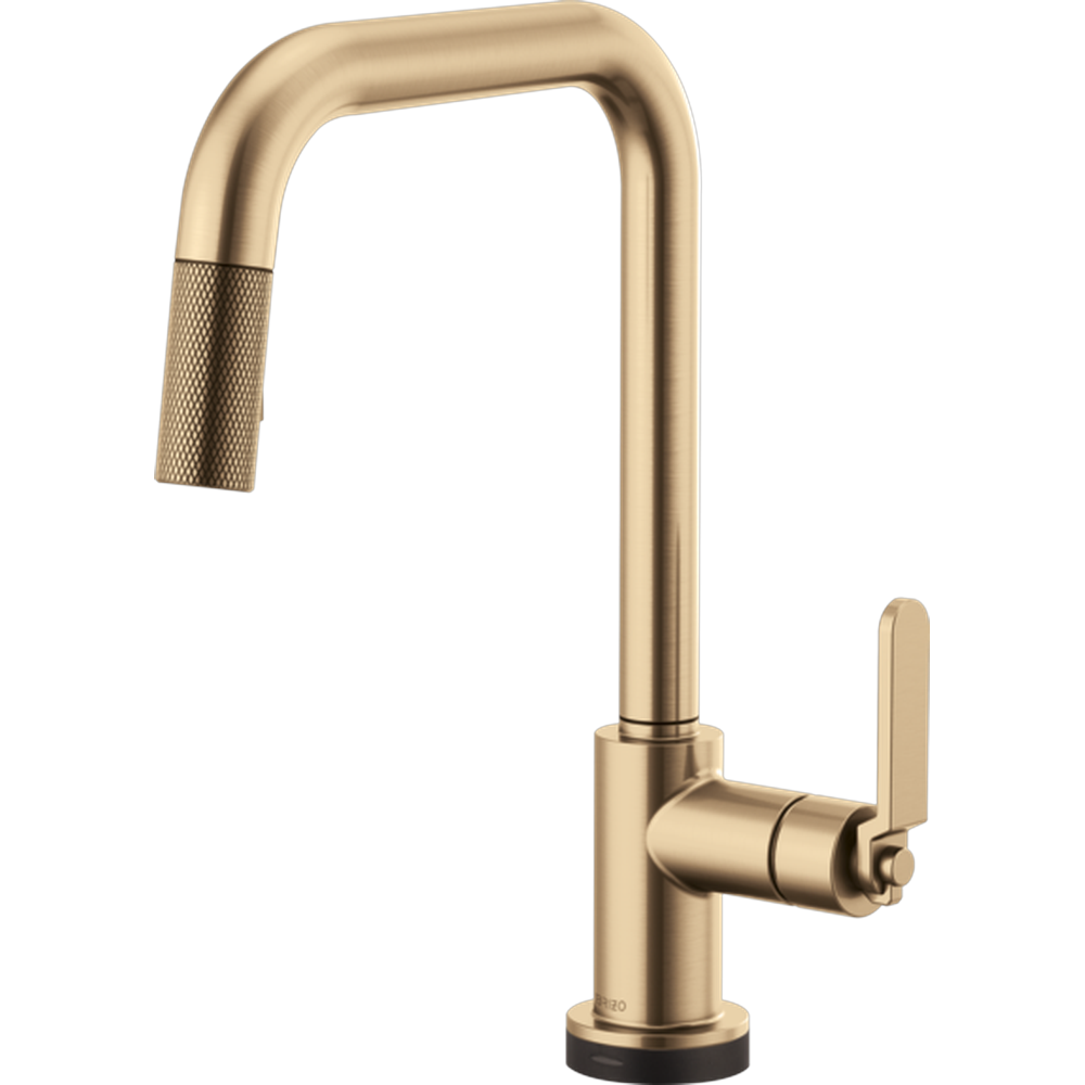 GRIFO DE COCINA BRIZO LITZE SMARTTOUCH CON CAÑO CUADRADO Y MANIJA INDUSTRIAL DORADO