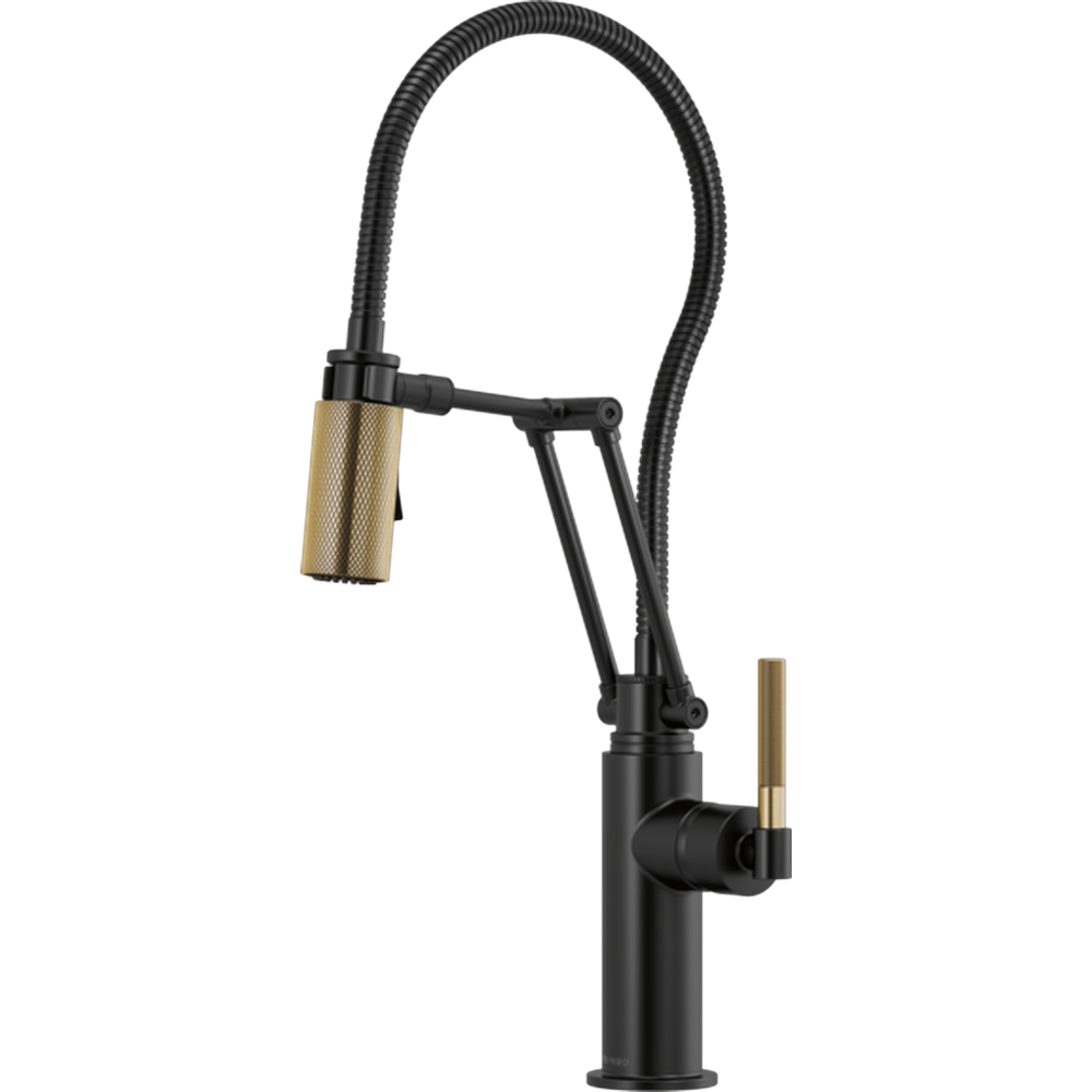 GRIFO DE COCINA NEGRO BRIZO LITZE ALTO ARTICULABLE CON MANGUERA ACABADA