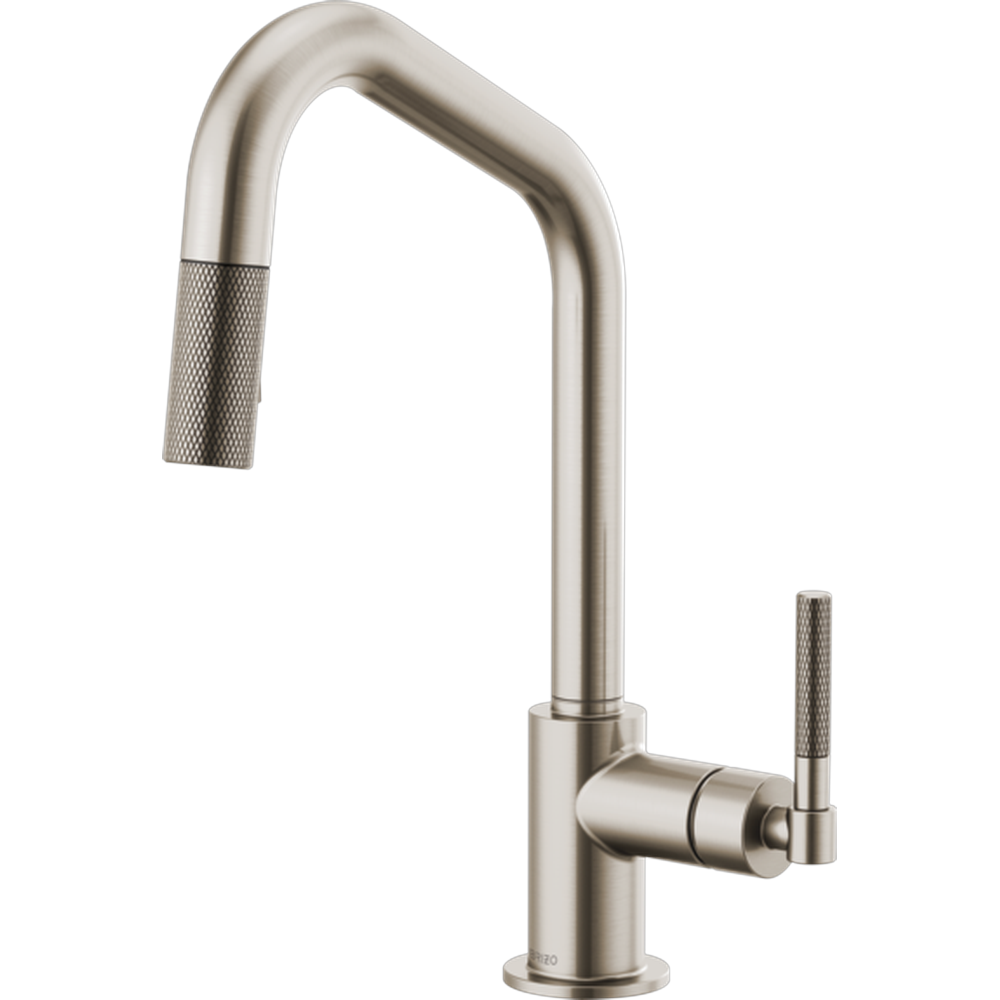 GRIFO PULL-DOWN BRIZO LITZE CAÑO ANGULADO MANIJA ESTRIADA CROMO
