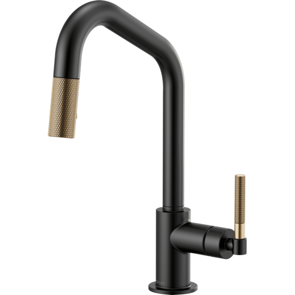 GRIFO COCINA EXTRAÍBLE BRIZO LITZE BOQUILLA ANGULAR, MANGO MOLETEADO NEGRO