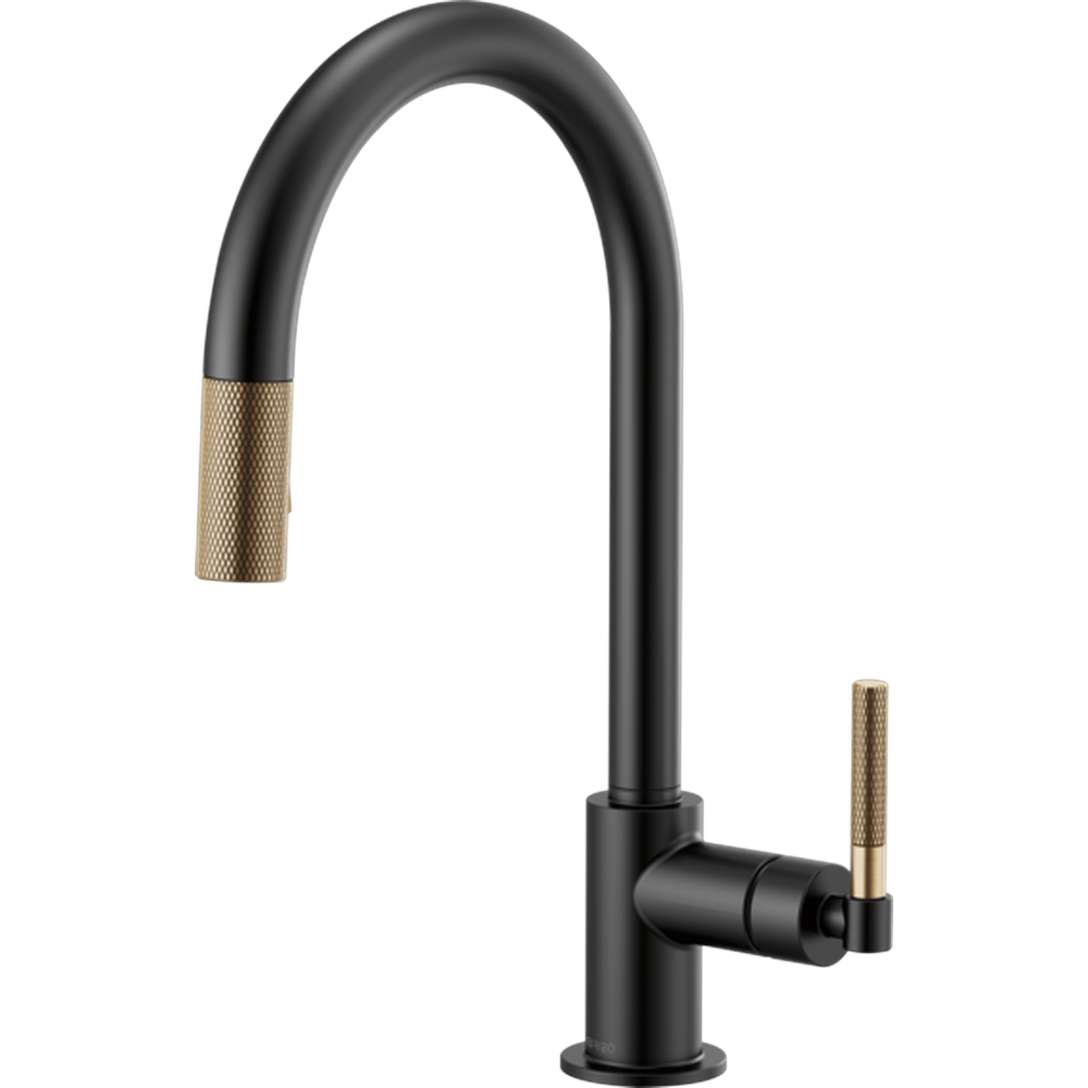 GRIFO DE COCINA BRIZO LITZE ALTO NEGRO ABATIBLE CON MANIJA MOLETEADA
