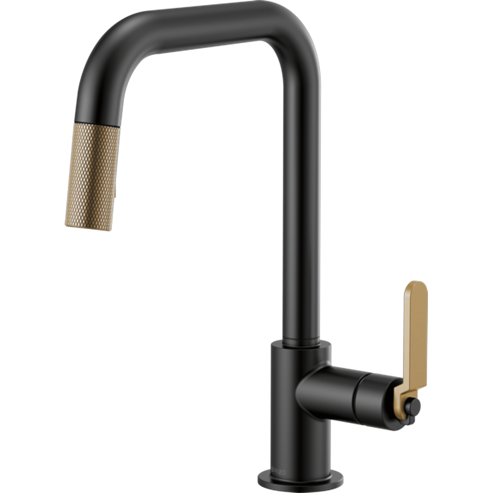 GRIFO DE COCINA BRIZO LITZE NEGRO CON ROCIADOR EXTRAÍBLE Y MANIJA INDUSTRIAL