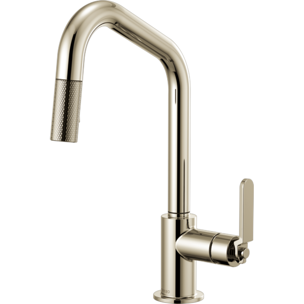 GRIFO PULL-DOWN BRIZO LITZE NÍQUEL CAÑO ANGULADO MANIJA INDUSTRIAL