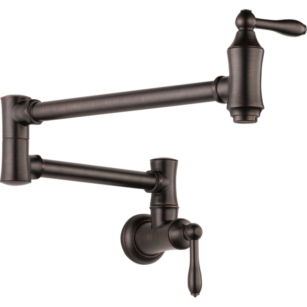 [1177LF-RB] GRIFO LLENADOR DE OLLAS DELTA PARA MURO, DOBLE MANIJA, COLOR CAFÉ