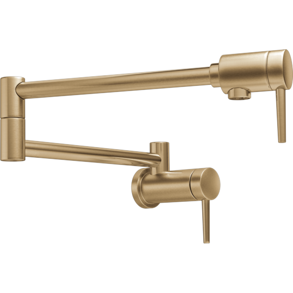 [1165LF-CZ] GRIFO DE PARED DELTA CONTEMPORÁNEO DORADO N2 MANIJAS BRAZO ARTICULADO