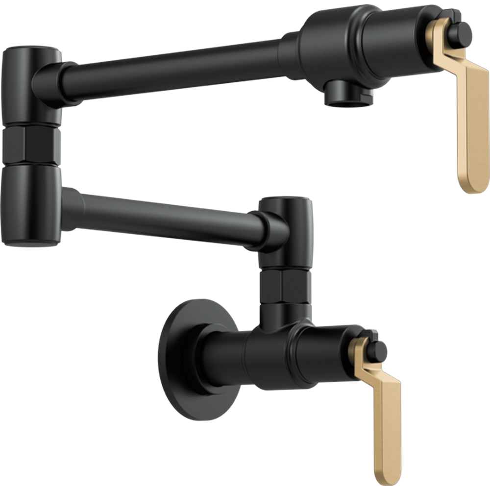 [62844LF-BLGL] GRIFO DE PARED BRIZO LITZE INDUSTRIAL NEGRO PARA COCINA