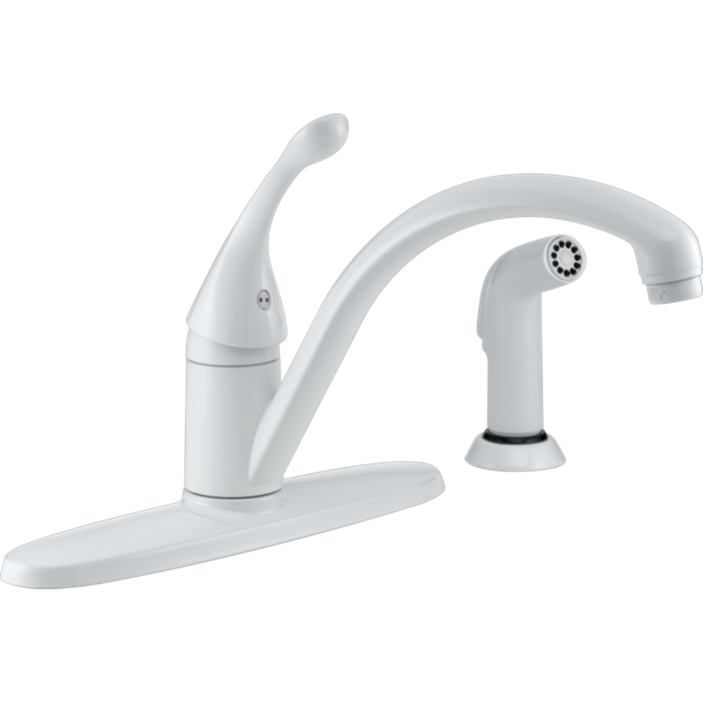 [440-WH-DST] GRIFO DE COCINA MONOMANDO DELTA COLLINS BLANCO CON ROCIADOR