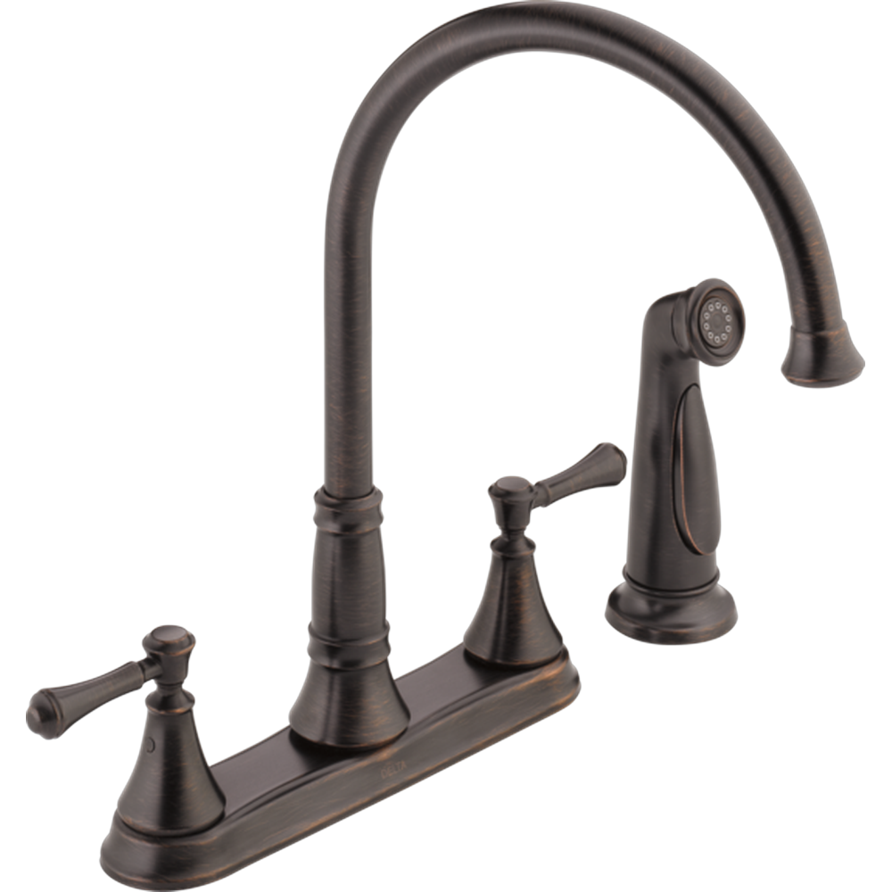[2497LF-RB] GRIFO DE COCINA DELTA MANIJAS ALTAS CAFÉ ROCIADOR LATERAL