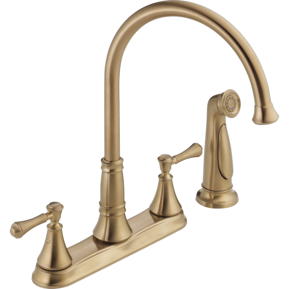 [2497LF-CZ] GRIFO COCINA DELTA CASSIDY DOS MANIJAS PULVERIZADOR BRONCE CHAMPAGNE