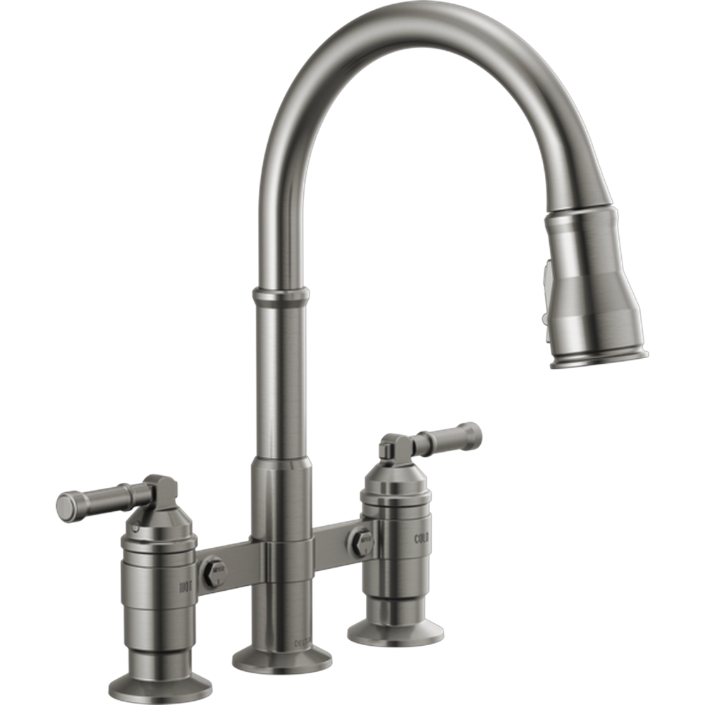 [2390L-KS-DST] GRIFO COCINA DELTA BRODERICK PUENTE NEGRO CON ROCIADOR EXTRAÍBLE