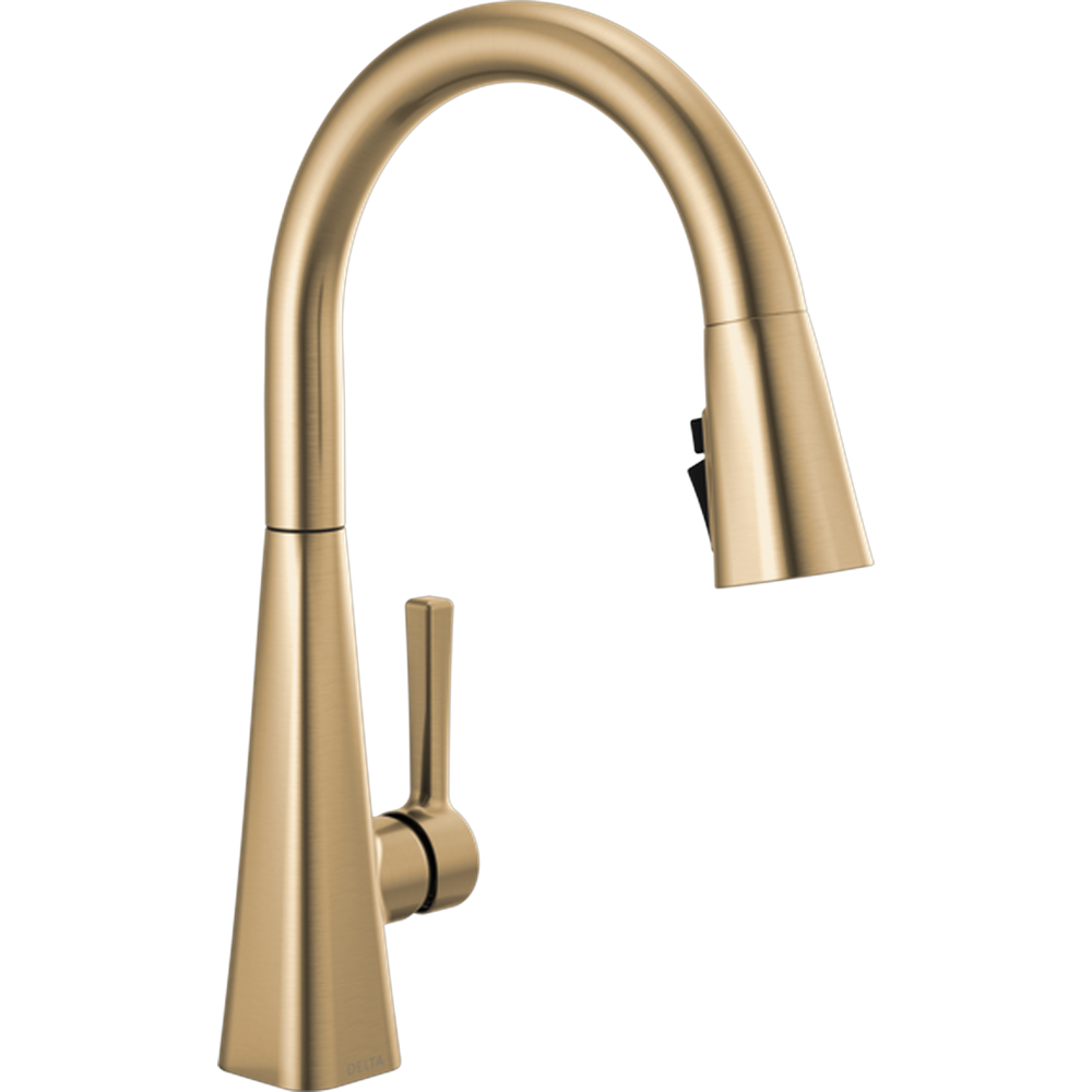 GRIFO DE COCINA MONOMANDO DELTA LENTA™ DORADO - CAÑO ALTO RETRÁCTIL