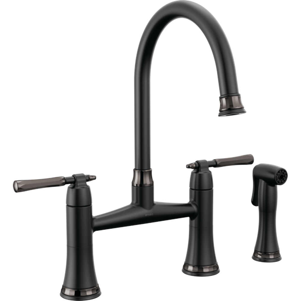 [62558LF-BLBNX] GRIFO DE COCINA PUENTE BRIZO TULHAM NEGRO CON ROCIADOR LATERAL