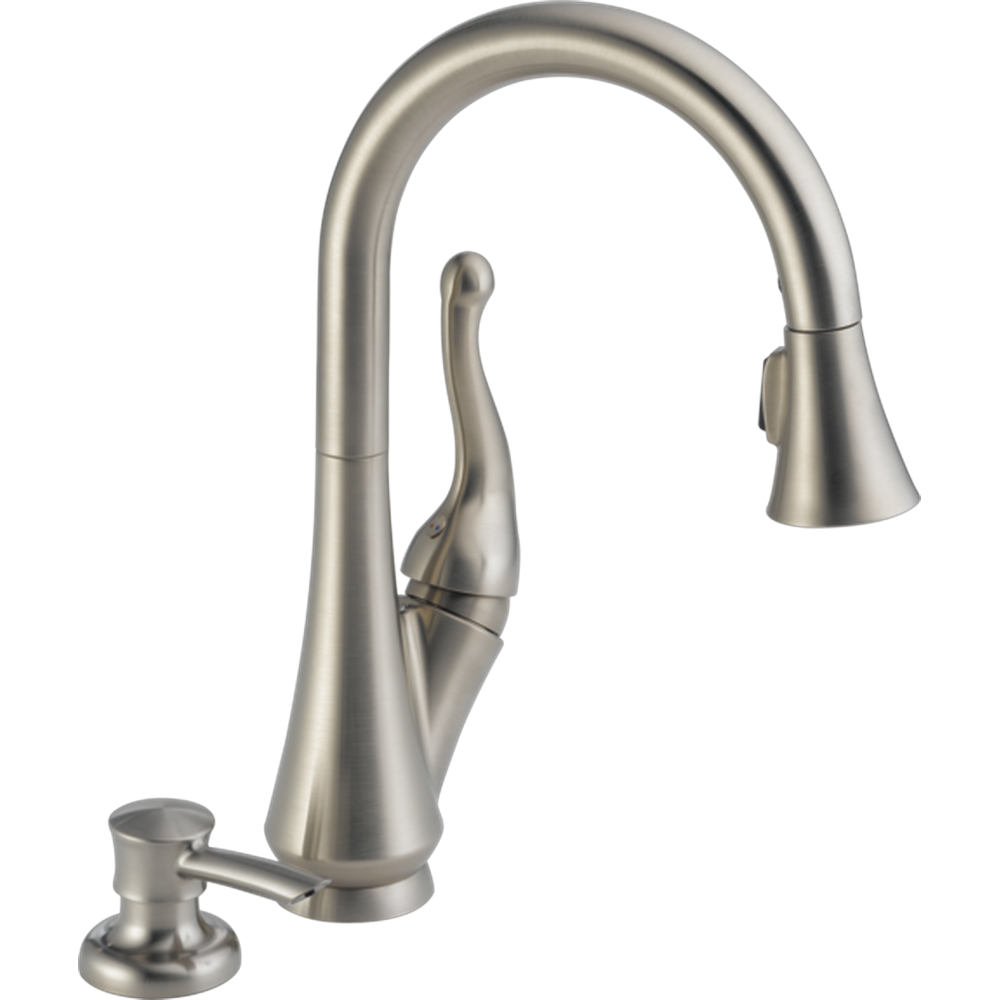 GRIFO COCINA DELTA TALBOTT MONOMANDO EXTRAÍBLE CON DISPENSADOR JABÓN CROMADO