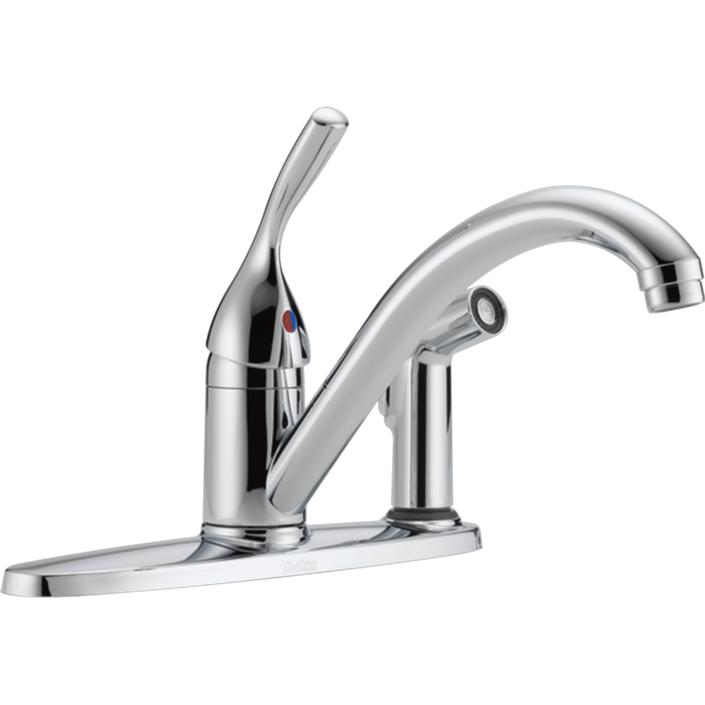 GRIFO DE COCINA DELTA SERIE 300 CON MANIJA ÚNICA Y PULVERIZADOR DE MANO CROMADO