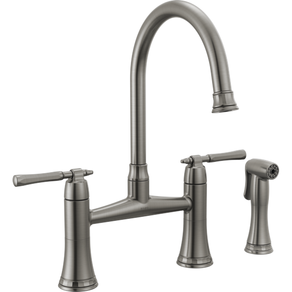 GRIFO DE COCINA PUENTE BRIZO TULHAM CON ROCIADOR LATERAL NEGRO MATE