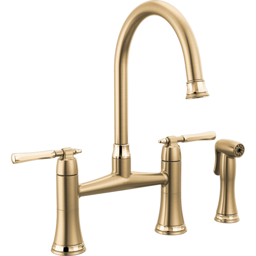 [62558LF-GLPG] GRIFO DE COCINA PUENTE BRIZO TULHAM DORADO CON ROCIADOR LATERAL