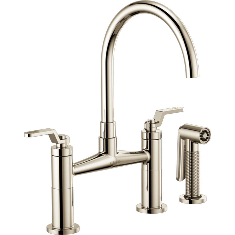 [62544LF-PN] GRIFO DE COCINA BRIZO LITZE BRIDGE NÍQUEL CON MANGO INDUSTRIAL Y SPRAY MANUAL