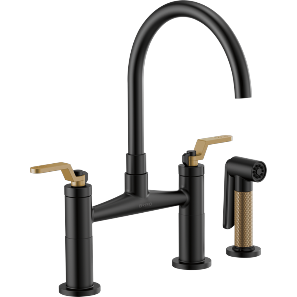 [62544LF-BLGL] GRIFO PUENTE BRIZO LITZE BOQUILLA ARCO MANIJA INDUSTRIAL NEGRO