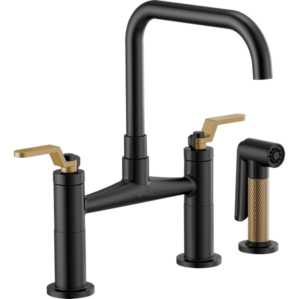 GRIFO PUENTE BRIZO LITZE INDUSTRIAL NEGRO CON ROCIADOR EXTRAÍBLE
